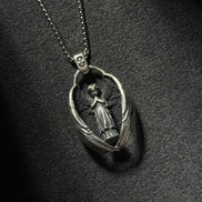 sterling silver guardian angel pendant necklace with protective wing design