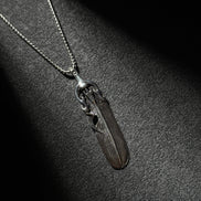 Sterling silver sword feather pendant necklace with handcrafted oxidized finish