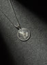 Sterling silver praying hands medallion pendant necklace with oxidized finish