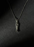 Handcrafted oxidized sterling silver Virgin Mary pendant necklace on a silver chain.