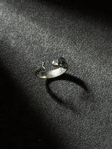 Sterling silver twin snake open ring with handcrafted oxidized finish
