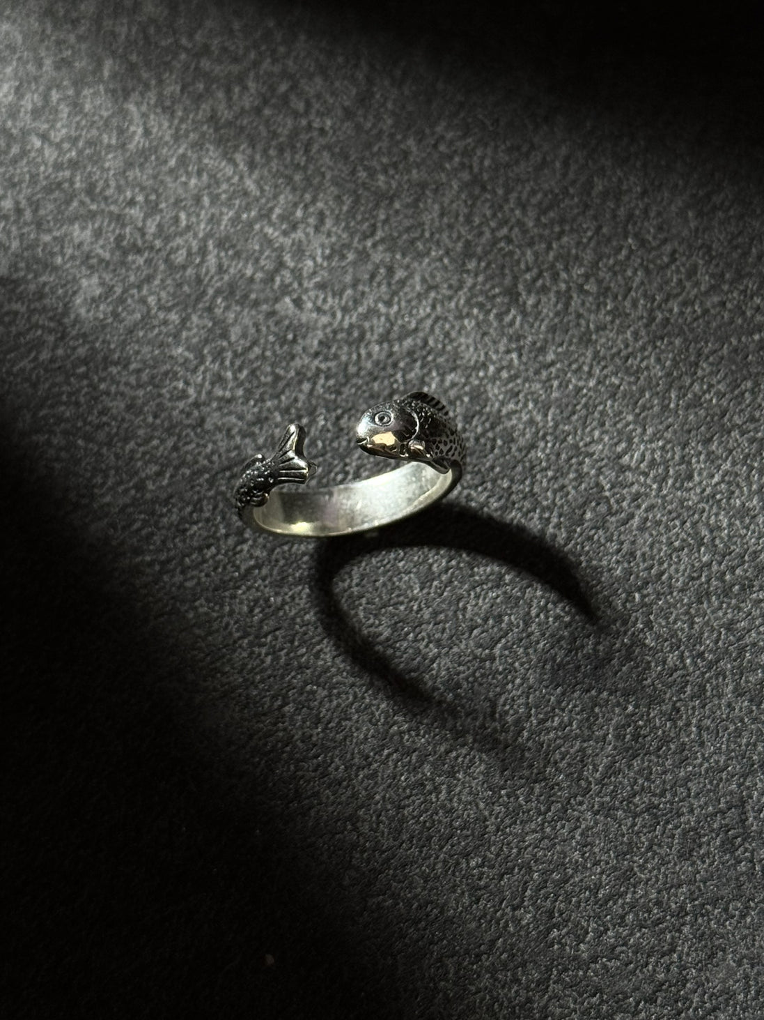 Sterling silver twin snake open ring with handcrafted oxidized finish