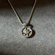 925 sterling silver compass pendant necklace with vintage star navigation design and brass accent 1